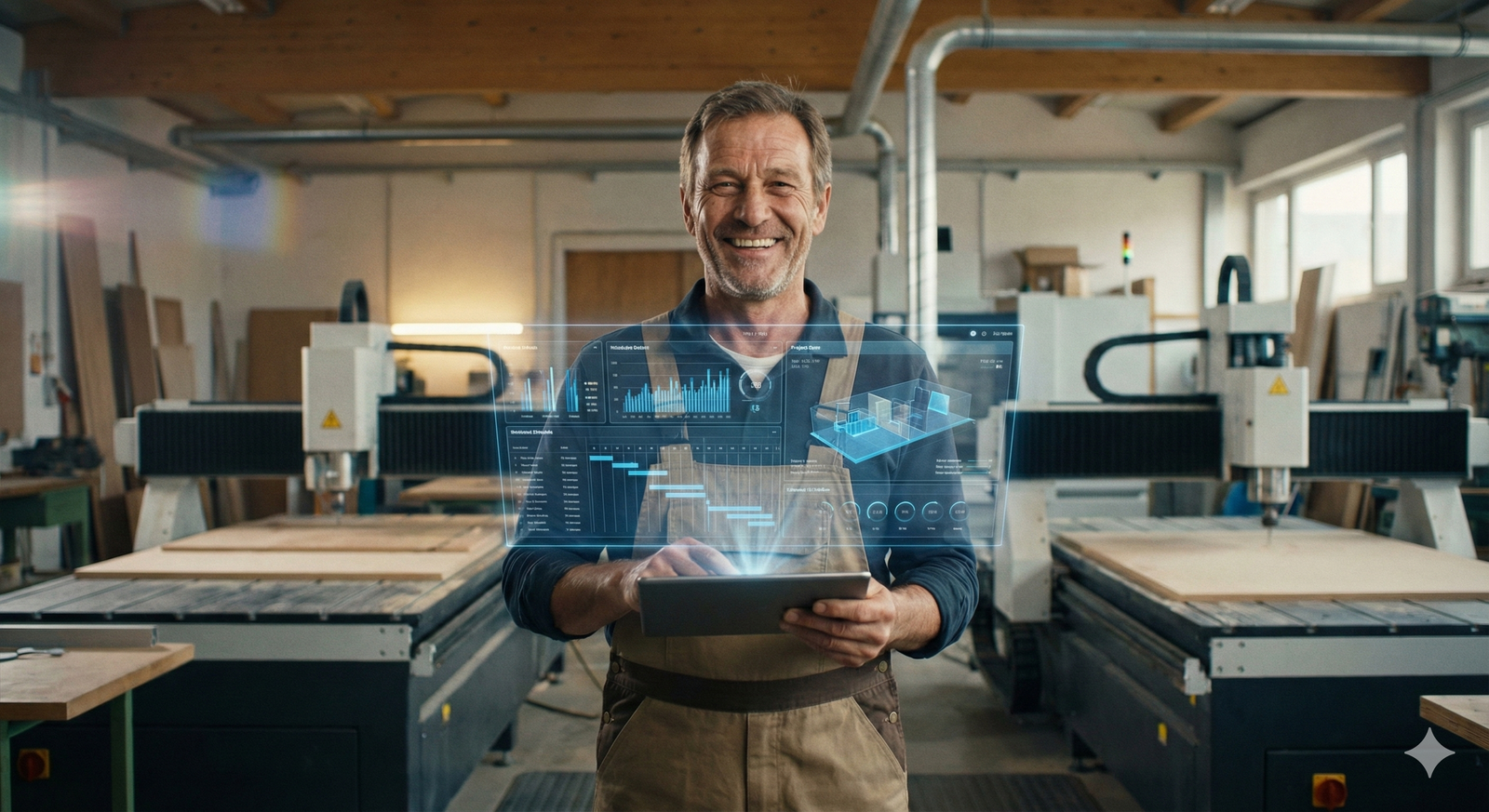 Digitales Handwerk - Tischler in Werkstatt